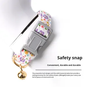 Blumendruck Polyester Umweltfreundliches Haustier-Halsband - Verstellbares Anti-Verlust-Halsband für Kleine Hunde Koreanischer/Japanischer Stil Versandbereit - Product Image 4