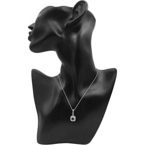 <b>Black</b> Diamond Halo Pendant Necklace 1.39 Cttw Round Brilliant Cut 10K White Gold H-I Color Fancy Dark Women's Everyday Wear - Product Image 6