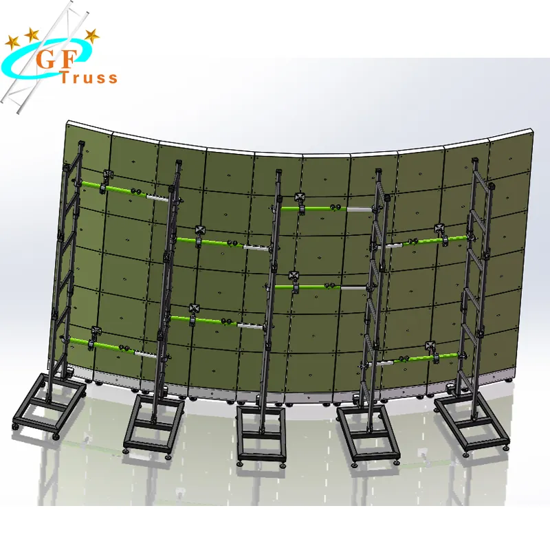 קשת LED מסך חיצוני עבור אירוע להגדיר מערכת מסבך אלומיניום קרקע תמיכה Arc LED תצוגה