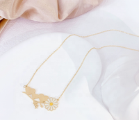 Bunga krisan aster tahan air bunga berwarna Enamel hati cinta nama pribadi kalung keluarga