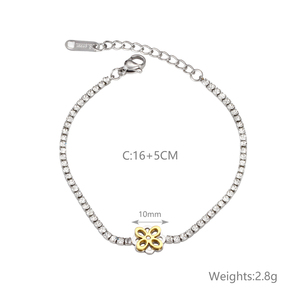 Collier et <span class=keywords><strong>bracelet</strong></span> classiques en acier inoxydable avec diamants Moissanite VVS et zircon incrusté, plaqué argent, pour cadeau d'anniversaire - Product Image 5