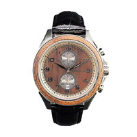 Jam tangan Walnut tali kulit sapi 2024 baru jam tangan Quartz Analog kustom untuk pria jam tangan bisnis kronograf kayu Quartz