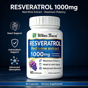 Cápsulas de Complejo de Resveratrol, Extractos Botánicos, Soporte Antioxidante, Bienestar Celular, Suplemento Dietético para Adultos, 60 Unidades, 0.6g, OEM - Product Image 1