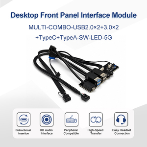 桌面前置面板 USB 组合接口 2.0+3.0+Type-C+Type-A，带电源开关 LED 灯，快速充电 USB C 数据线，4 合 1 数据线 - Product Image 2