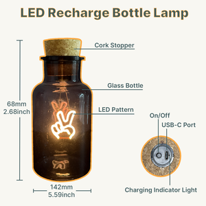 Lámpara de Diseño Único, Lámpara de Botella de Vidrio de Colores, Corazón, Deseo, Arcoíris, Bombilla LED Recargable USB-C, Luz de Regalo para Fines Decorativos - Product Image 2