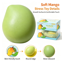 Jouet anti-stress à succès en stock : mangue à presser relaxante, changeante de couleur, son croquant, présentée en boîte