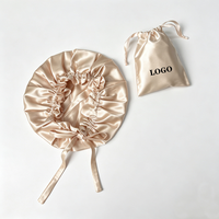 Ensemble de bonnet et pochette en satin soyeux personnalisable, double couche de luxe, pour accessoires capillaires en satin haut de gamme