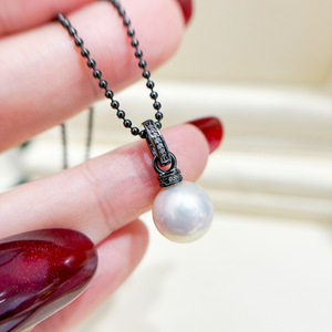 Pendentif en argent S925, accessoire de bricolage, perles rondes plates de 10 à 13 mm et boucle vide, collier de perles en vrac, 31086 - Product Image 2