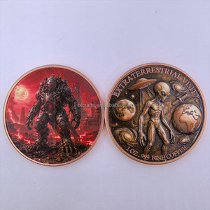 Pièces de monnaie en cuivre sur mesure, artisanat métallique, pièce de monnaie en cuivre pur .999 de 1 once, design OVNI extraterrestre, lingot de cuivre pour cadeaux souvenirs - Product Image 2
