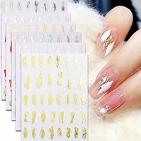 Nail Charms Laser Métallique Patch Nail Stickers Métal Miroir brillant Graffiti Nail Art Stickers