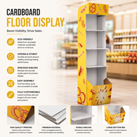 Maßgefertigter Karton-Bodendisplay für Snacks und Brezeln - Umweltfreundliches Wellpappe-Pop-Display-Regal mit Ablagen