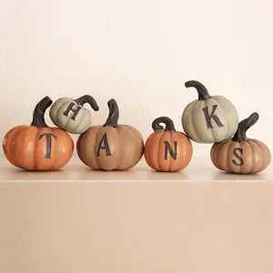 Handcrafts Resin Pumpkin Figurines Thanksgiving Harvest Fall Decoration for Tabletop Collection