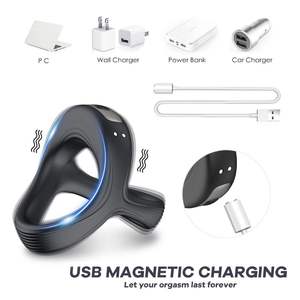 Vente flash - <span class=keywords><strong>Anneau</strong></span> de retardateur en silicone rechargeable par USB pour homme, triple verrouillage croisé, <span class=keywords><strong>anneau</strong></span> de sperme avec fonction douce, nouveau design - Product Image 4