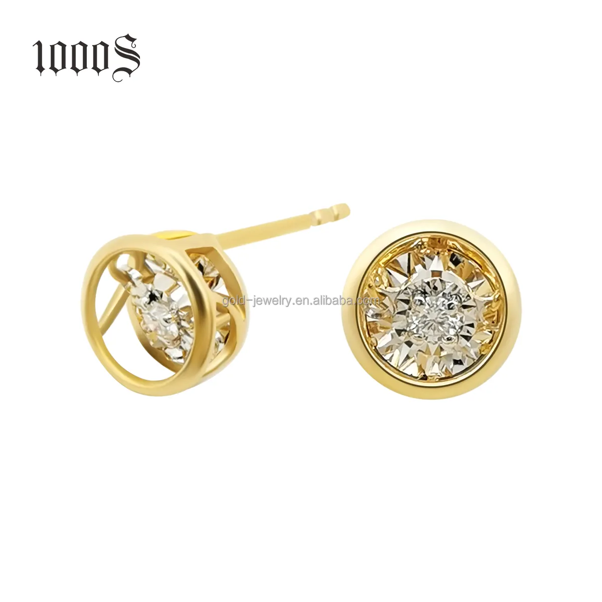 Reine 18 Karat Echt Gold Ohrring Ohr stecker Diamant Ohrring Einfache Hochzeit Gold Ohrringe Geschenk Frauen Feiner Schmuck