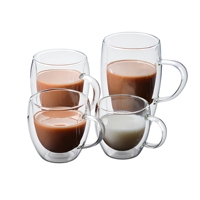 Mug à lait en verre durable à double paroi résistant à la chaleur, grande capacité, design moderne, compatible lave-vaisselle, sans danger pour les aliments, idéal pour les voyages
