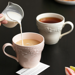 New Product Strawberry Embossed Ceramic Mug Vintage Coffee Cup Elegant Tea Mug - Product Image 6