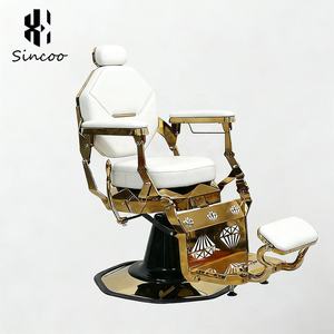 Sillón de Barbería Moderno de Alta Calidad, con Marco Dorado y Tapicería de Cuero Naranja, para Lavado de Cabello en Salón de Belleza - Product Image 3