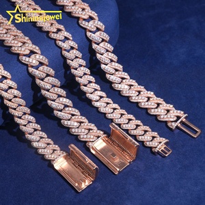 เครื่องประดับสไตล์ฮิปฮอปขนาด15มม. 18มม. สายโซ่สีโรสโกลด์925เงินคิวบา - Product Image 6
