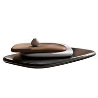Table basse rotative en bois massif de noyer, design créatif, moderne et simple, de forme ovale, pour salon