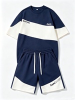 Ensemble deux pièces d'été pour homme, t-shirt et short color block, ensemble oversize patchwork à manches courtes, survêtement décontracté streetwear