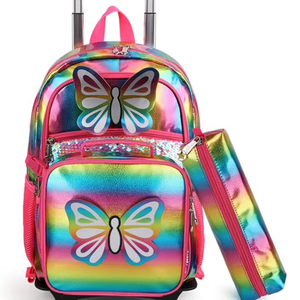 PU Leather <b>Roller</b> School Trolly Backpack Set School Students Grade Trolley Cartoon Backpack Spinner Suitcase Luggage <b>Bag</b> - Product Image 3