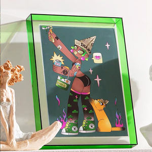 Cadre photo acrylique à bord néon conception de <span class=keywords><strong>bloc</strong></span> magnétique présentoir <span class=keywords><strong>double</strong></span> face pour bureau et décoration murale de la maison - Product Image 5