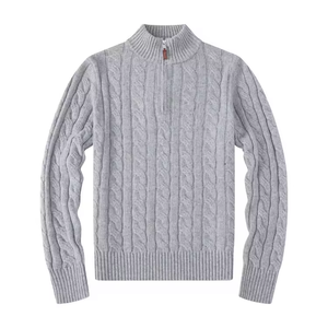Suéter Cárdigan de Invierno con Cierre de Cremallera de un Cuarto para Hombre, Marca Ral <span class=keywords><strong>Laur</strong></span>, Tejido Jacquard, para Fiestas al Aire Libre, Elegante, 100% Algodón, Secado Rápido, Transpirable - Product Image 6