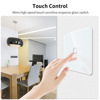 Interrupteur mural tactile intelligent Bingoelec EU Wifi 1-4 voies avec panneau en verre, compatible Tuya, Alexa et Google Assistant, pour usage domestique