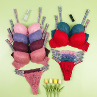 TJS166 Ensemble soutien-gorge dos nu pour femme, grande taille, push-up, réglable, confortable, sexy, en dentelle