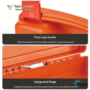 Boîte à outils en plastique jaune avec poignée, couvercle, rectangulaire, capacité moyenne, légère, pour le rangement et l'organisation des outils - Product Image 3