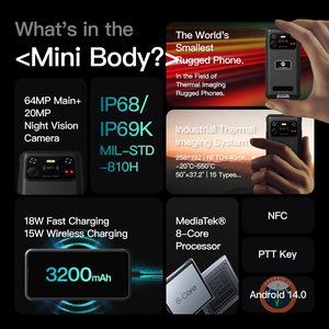 2025 New 4.3'' <b>Mini</b> Rugged Phone 8+128GB Android 14 Thermal Imaging Night Vision Smart Phone Mobile Rugged Phones - Product Image 5
