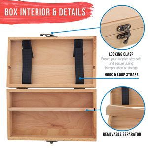 Stylo et boîtes en bois multifonctions <span class=keywords><strong>Crayon</strong></span> en bois non fini dans une boîte Boîte de rangement pour outils et pinceaux d'artiste - Product Image 2