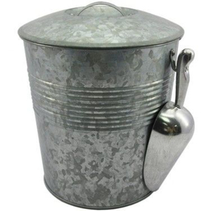 Metal Ice Bucket with Wooden Handles and Stainless Steel Scoop Industrial Style Round Beverage Cooler for Parties - Product Image 2