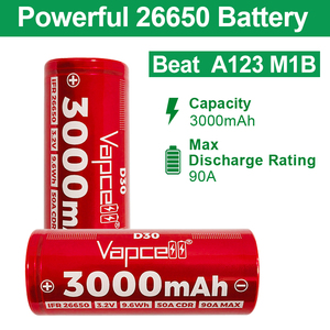 Vapcell IFR26650 D30 3000mah 90A LIFEPO4 배터리 충전식 PK A123 M1B 26650 3.2v LFP 셀 배터리 태양 에너지 시스템 용 - Product Image 4