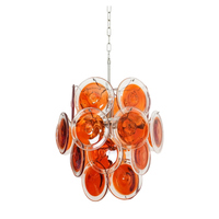 Lustre en verre artistique médiéval français, globe en verre rouge-orange, suspension de luxe léger pour villa, salon, salle à manger, bar, boutique, décoration intérieure