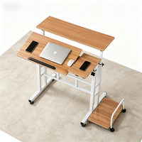 Bureau d'ordinateur portable sur roulettes réglable en hauteur avec surface de clavier inclinable, table d'appoint mobile pour la maison, le bureau ou la décoration