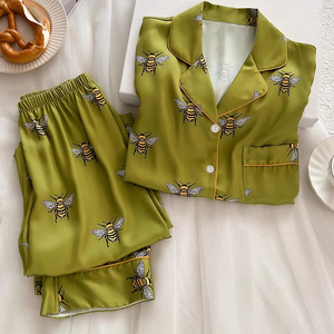 Nuovo senso avanzato di <span class=keywords><strong>pigiama</strong></span> con stampa animalier modelli primavera ed estate da donna pantaloni lunghi a maniche lunghe in seta di ghiaccio Set di due pezzi - Product Image 3