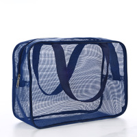 Sac de douche portable en maille noire, étanche, pour articles de toilette et maquillage pour hommes, idéal pour le fitness et le bain