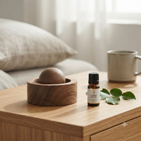 Diffuseur d'aromathérapie minimaliste en bois massif, boule et support en bois compact, ensemble de parfum d'ambiance sans flamme