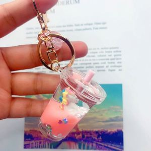 Hot Sale Mini Drink Floating Keychain Creative Cute Milk Tea Beverage Acrylic Liquid <b>Key</b> <b>Chains</b> for Bag Ornament - Product Image 6