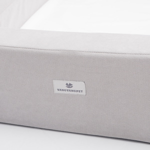 Cama ortopédica para perros Marshmallow, cama rectangular lavable para mascotas con cubierta de lino, fondo impermeable, patrón sólido