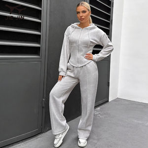 JIEJIN Survêtement Baggy à Jambes Larges avec Logo Personnalisé pour Femme, Marque Privée Y2k, de Haute Qualité - Product Image 1