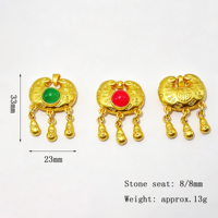 Pendentif de serrure en cuivre antique plaqué avec le caractère Fu chinois traditionnel et un pompon en forme de gourde, breloque polyvalente pour bijoux DIY