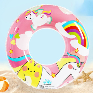 Unicorn Swimming Ring 70cm <b>Inflatable</b> <b>Float</b> For Kids Cartoon Design Round Shape PVC Material - Product Image 2