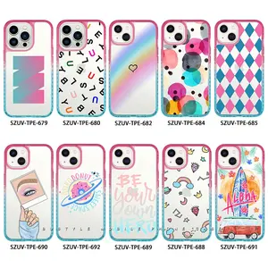 เคสแข็งพิมพ์ลายไล่ระดับสีฟ้าชมพูสำหรับผู้หญิง,เคส PC TPE สำหรับ iPhone 13 12 11 SE2เคสใส่โทรศัพท์มือถืออุปกรณ์เสริมโทรศัพท์