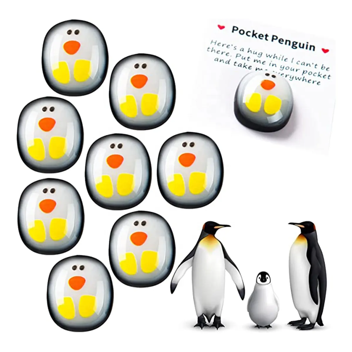 誕生日プレゼント、クリスマスデコレーションを特別に奨励するためのグリーティングカード付きの小さなポケットペンギンハググラス