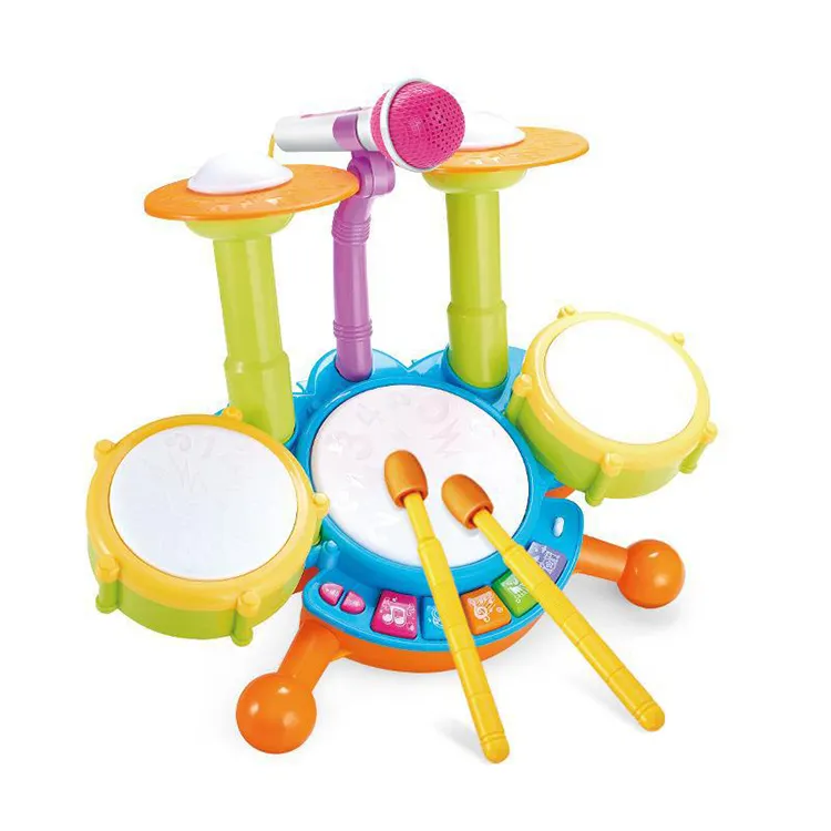 Kids Jazz Drum Toy Set Musical Instrument Toy Multifunctional Keyboard Drum With Microphone Music Toy With Sound