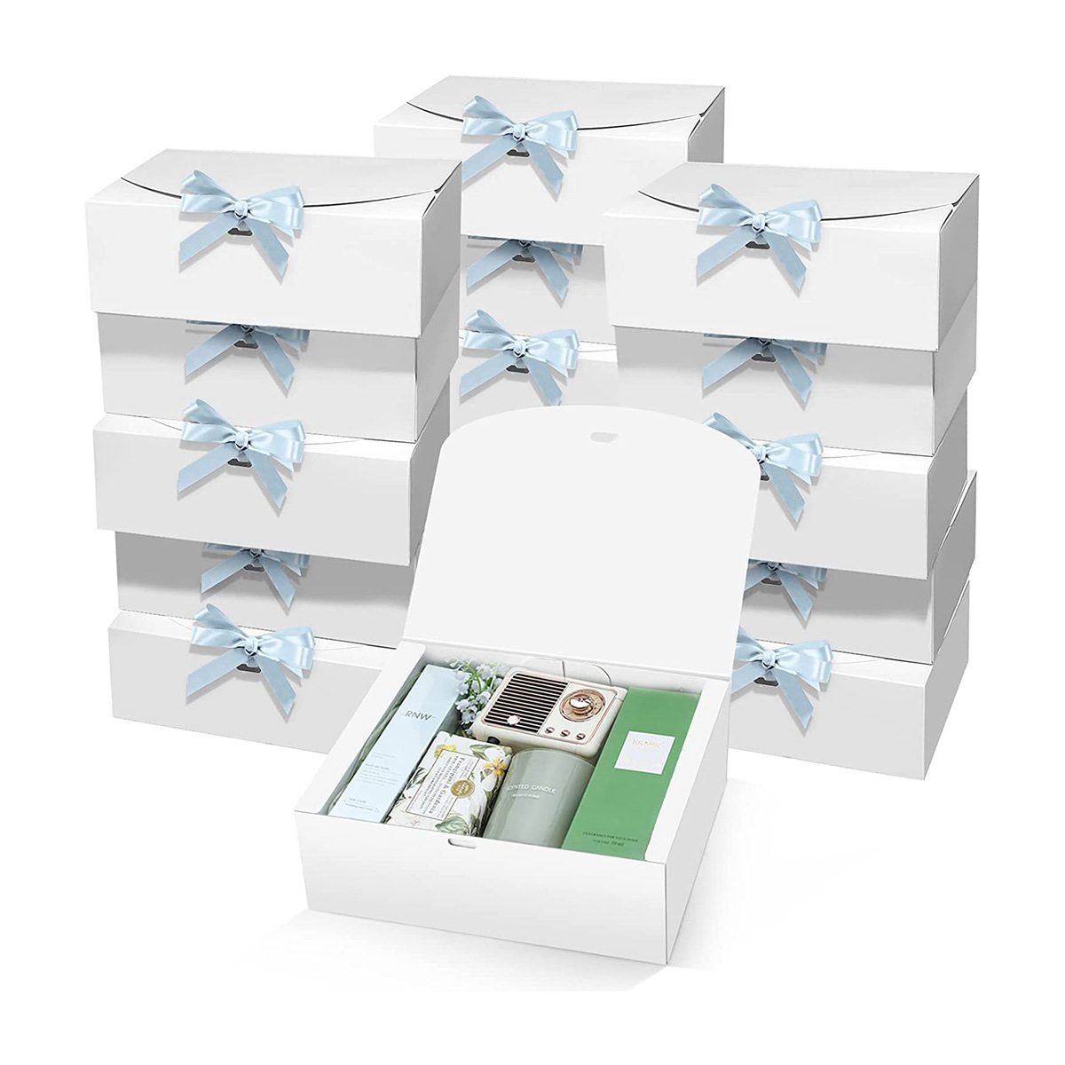 Caja de regalo blanca (cinta azul)