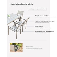 Ensemble table et chaise pliantes modernes en aluminium, design plastique et bois simple, pour les repas en plein air, la cour et le jardin.