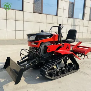 Cultivador rotativo de pista de 25 HP, tractor de oruga multifuncional, inclinación rotativa automática